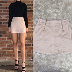 Pink Suede Mini Skirt